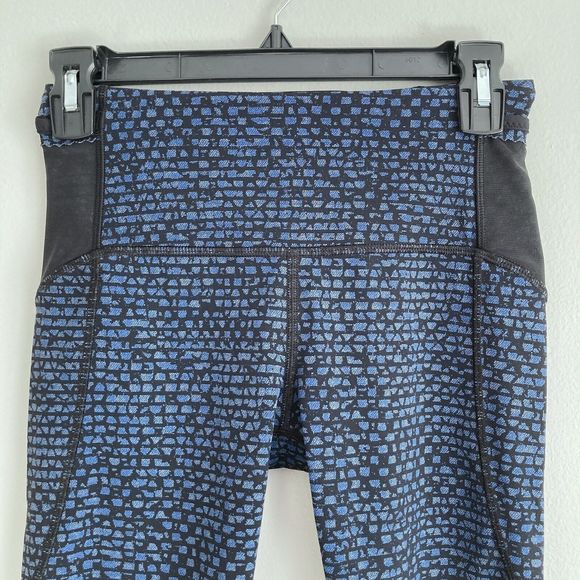 Lululemon Free Runner Crop Womens 4 Shatter Weave Desert Teal Alberta Lake Black - Picture 2 of 12